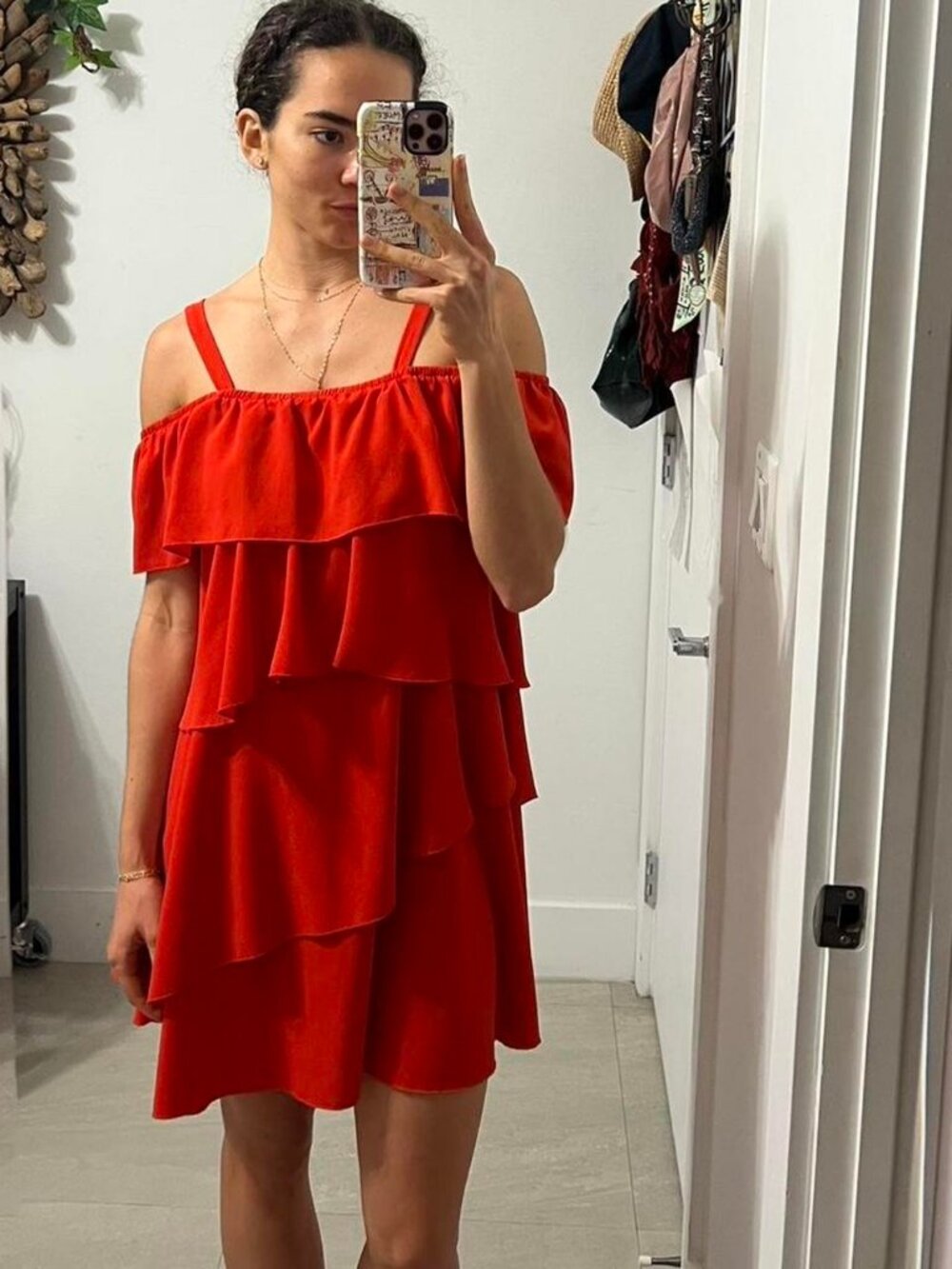 Vintage orange tiered ruffle dress - Picture 2 of 2